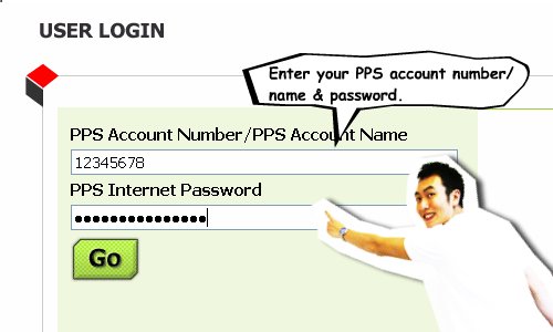 Enter your PPS account number/name & password.
