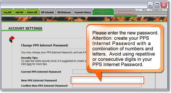 Set up PPS Internet Password